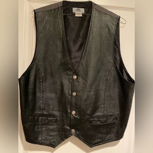 Fresno Black Leather Men’s Vest Sz L